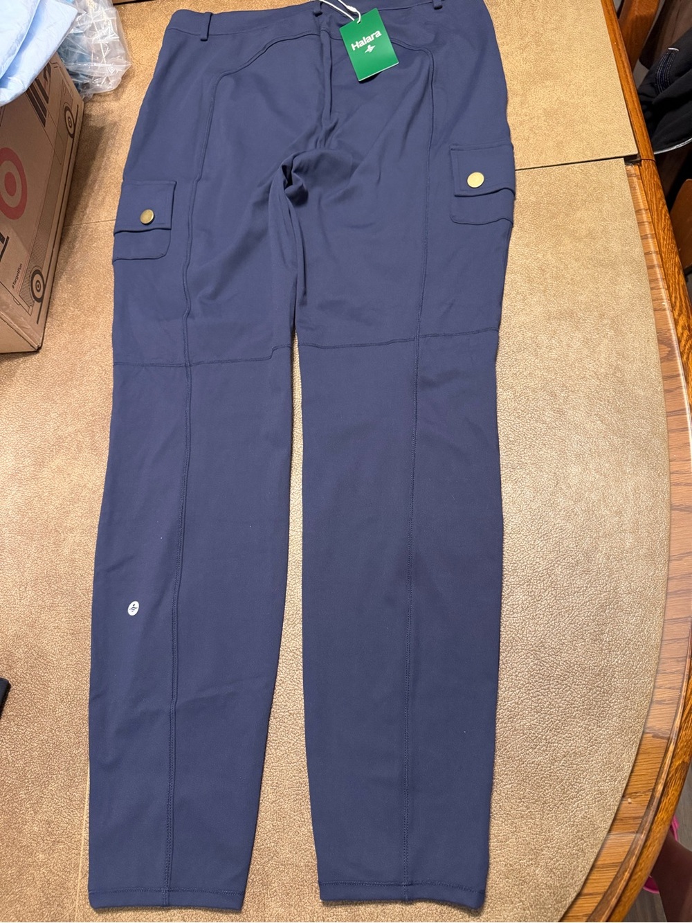 NWT Halara DayStretch High Waisted Skinny Cargo Pants, Midnight Blue, Large Tall